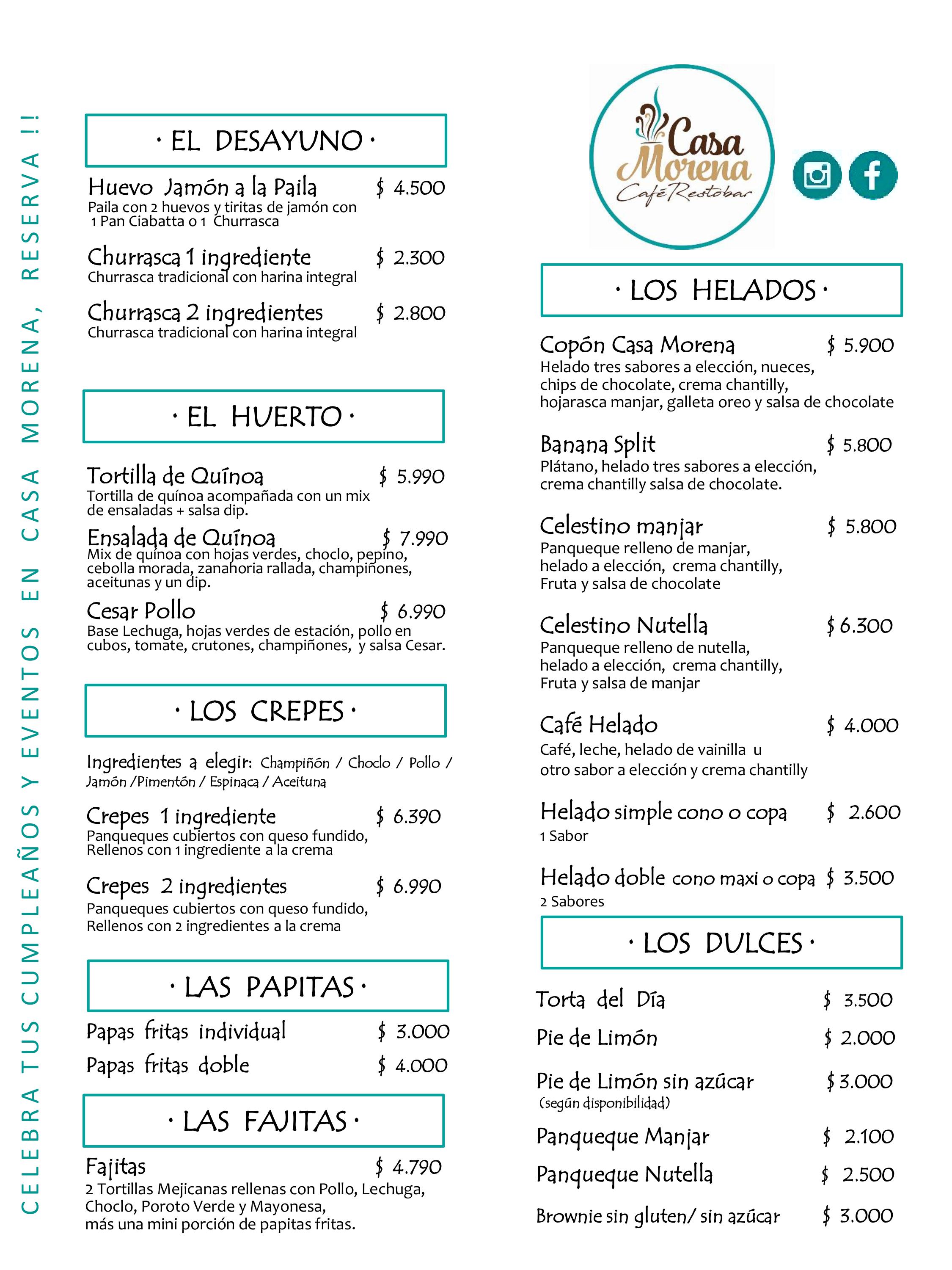 Crepés/Dulces/Helados